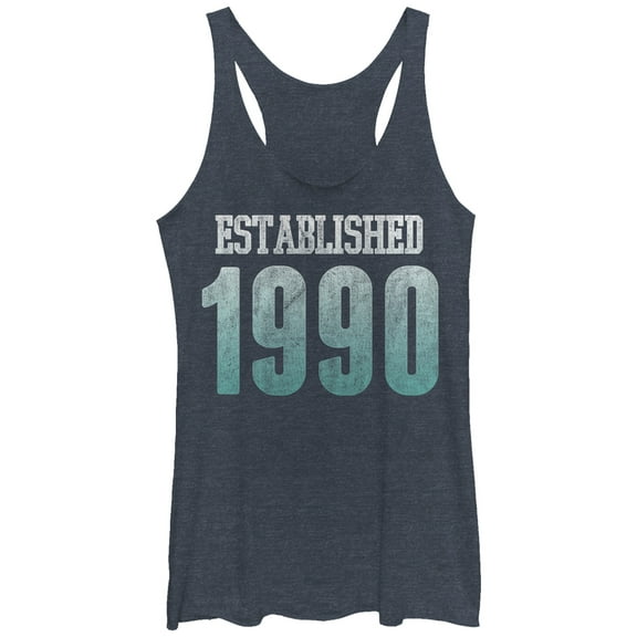 Women's CHIN UP Established 1990  Racerback Tank Top Navy Blue Heather Medium