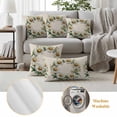 thumbnail image 6 of Spring Pastoral Pillow Covers 2 Pack White Circle Flower Linen Texture Pillowcase Waterproof Outdoor Throw Pillow Cover for Patio Garden Square Cushion 26”x26”, 6 of 9