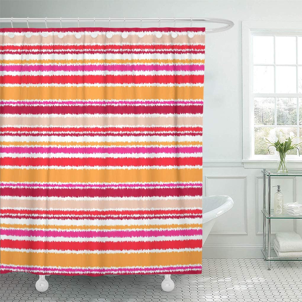 CYNLON Pink Colorful Burgundy Abstract Stripes Pattern Orange Artistic