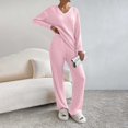 thumbnail image 2 of felwors Lounge Sets for Women Long Sleeve Knit Ribbed Pajama Sets 2 Piece Loungewear with Pockets RD2, M, 2 of 4
