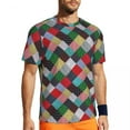 thumbnail image 2 of T Shirt For Men Squares Of Patchwork Gym T-Shirt Summer Colorful Vintage Pattern Casual Trending Tsh, 2 of 7