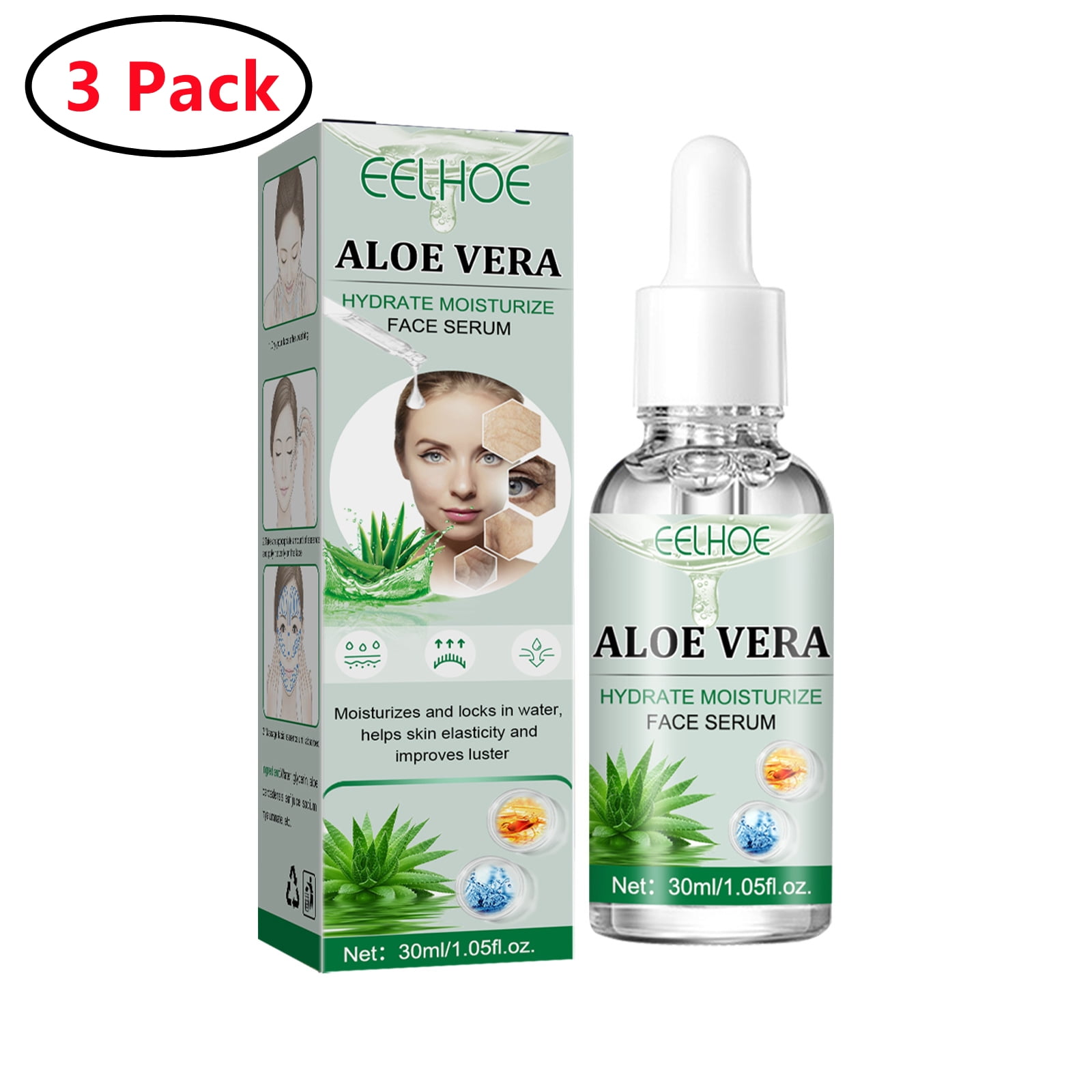 3 Pack Aloe Vera Gel with Pure Aloe From Freshly Cut Aloe Plant,Not Powder-No Xanthan,So It Absorbs Rapidly With No Sticky Residue