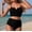 SwimwearA878-Black, variant on High Waisted Bikini Sets for Women V Notch Cami Top Two Piece Swimsuits Tummy Control Ruched Bottom Bathing Suit Simple Summer Beach Swimwear