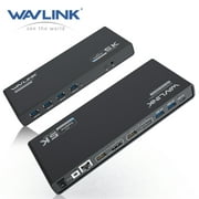 Wavlink USB C Dual 4K Docking Station with 65W Laptop Charging Ultra HD Multiple Display Dock with 2*HDMI & DisplayPort, Gigabit Ethernet, USB C, 6*USB 3.0, Audio, Mic, Supports Windows, Mac OS