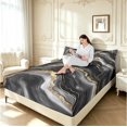 Flow Sheets Erosebridal Black Grey Marble Swirl Gold King Sheets,Modern White ...