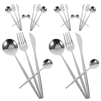 HEMOTON Stainless Steel Dinnerware Kit with Forks Spoons and Cutters for Home Use Elegant and Silver 6 Sets