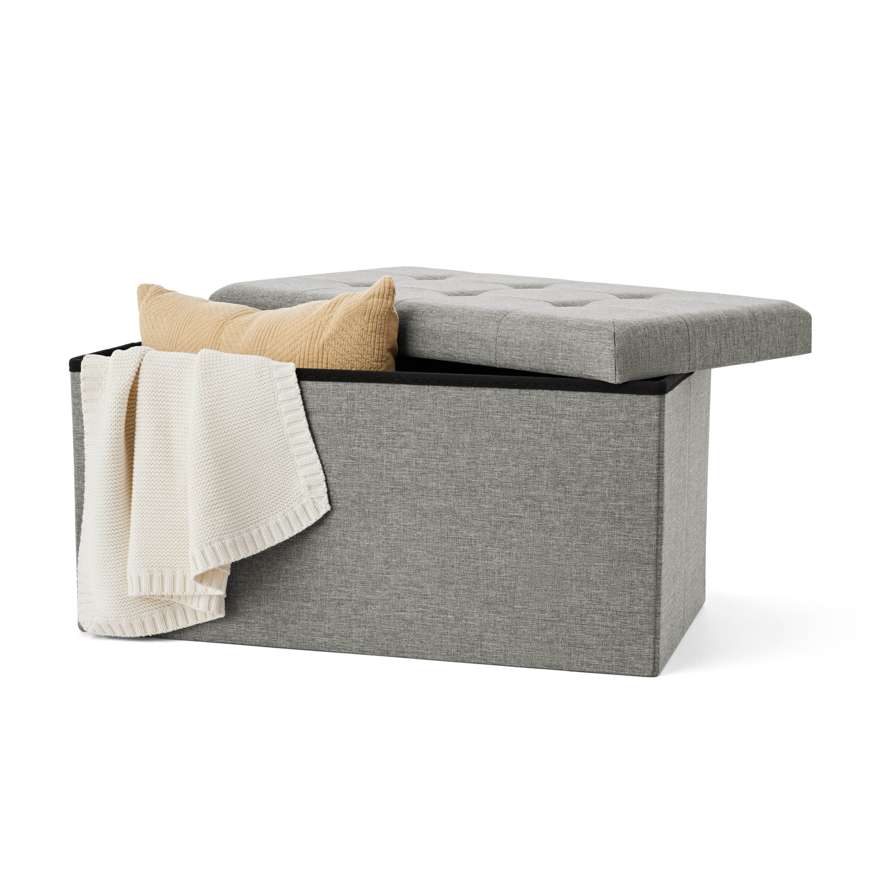 Mainstays 30" Collapsible Storage Ottoman, Charcoal Gray