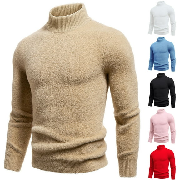 Miluxas Crewneck Sweaters for Men Slim Fit Long Sleeve Pullover Sweater Ribbed Knitted Lightweight Tops White