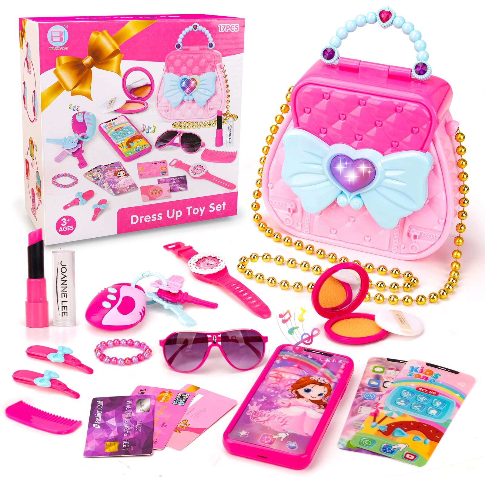 Dream Fun Dress up Toy Set for Girls Age 2 3 4 5,Pretend Makeup Sets