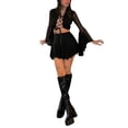 thumbnail image 2 of Franhais Women Fashion Crop Tops Front Cross Tie-Up Mesh See-Through Flare Long Sleeve T-Shirts, 2 of 9