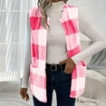 thumbnail image 2 of ZQUUVOU Women's Fleece Plaid Vest Casual Mid Length Sleeveless Jacket Fall Winter Warm Trendy Coat with Pocket Hot Pink A, 2 of 8