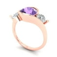 thumbnail image 2 of Three-Stone Engagement Ring for Women - 3.5ct Simulated Alexandrite in 14K Rose Gold Promise Ring, 2 of 6