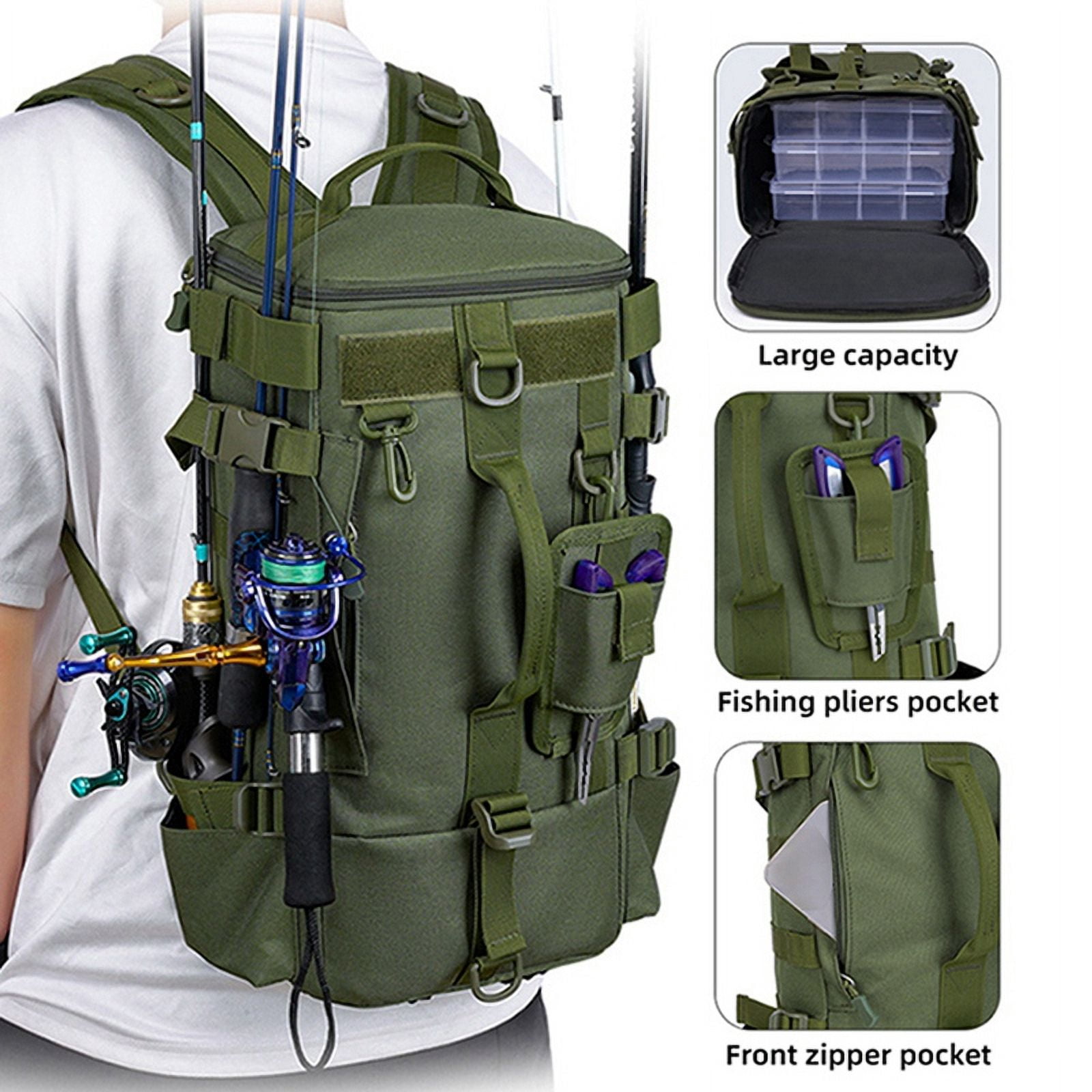 Fishing Gear Storage Backpack Fishing Bag Wet Dry Separation Splash-Proof LUYA Bag Outdoor Hiking Fishing Camping Bag,A
