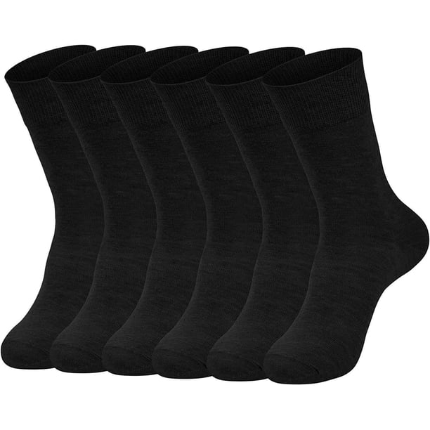 6PACK Men's Dress Socks, Patterned Crew Socks, Black, 911