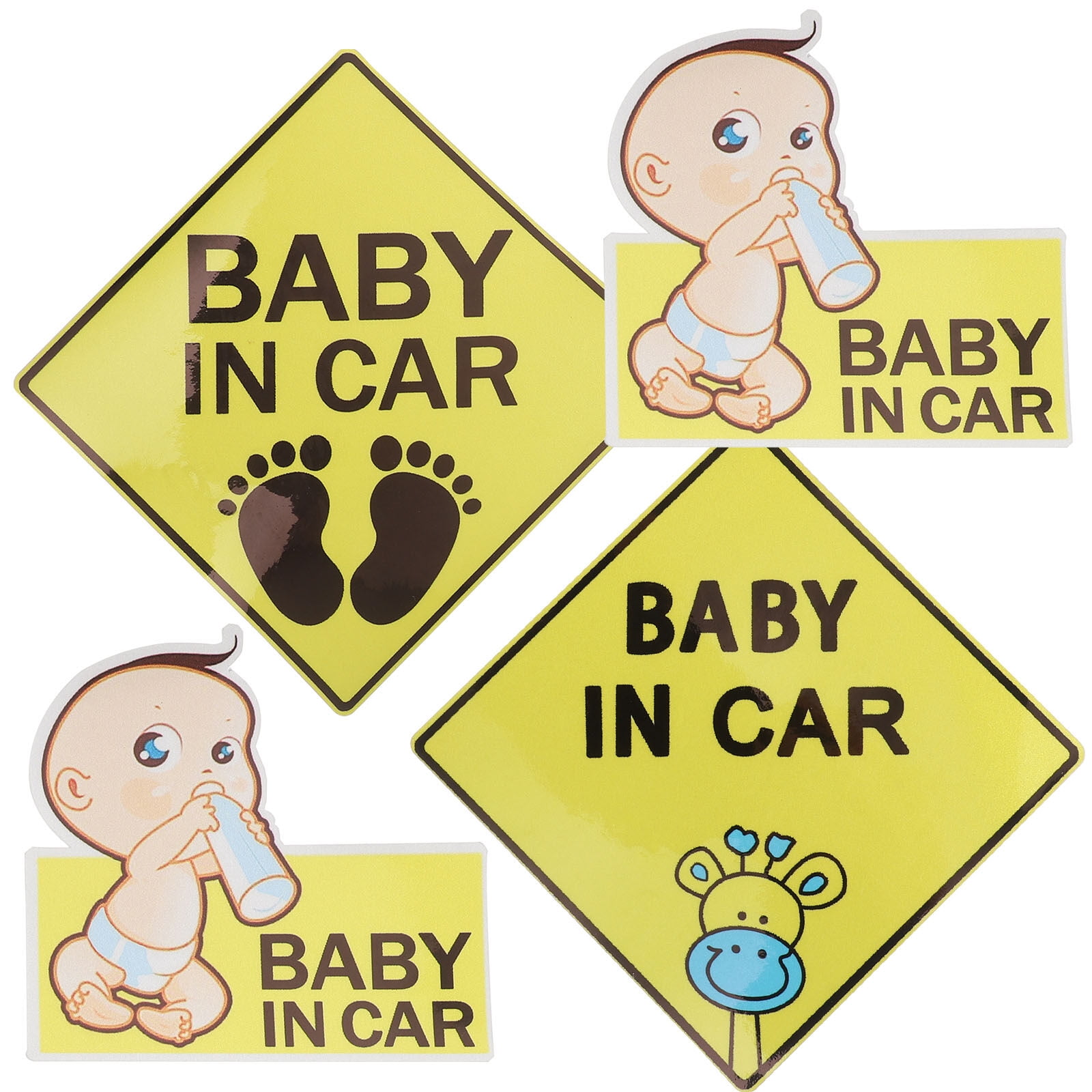 4 Sheets of Baby in Car Stickers Removable Sign Decal Safety Sticker