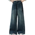 thumbnail image 2 of Cowsor Girls Baggy Jeans Distressed Denim Pants Elastic Waist Wide Leg Jeans for Girls Kids Loose, 2 of 7