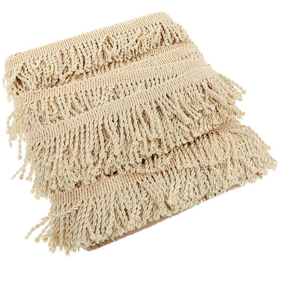 FONDOTIN Polyester Fringe Trim Tassel Golden 1 Roll 0.1x2.2x394in