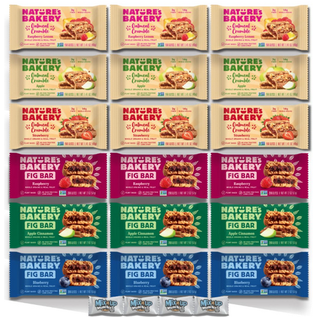 Natures Bakery Fig Bar & Oatmeal Crumble Bars – 18 Bar Variety Pack Sampler (6 Flavors) | Whole Wheat, Plant-Based, Non-GMO | Bundled by Mix It Up Munchies | Healthy Gift Snack Box Variety Pack