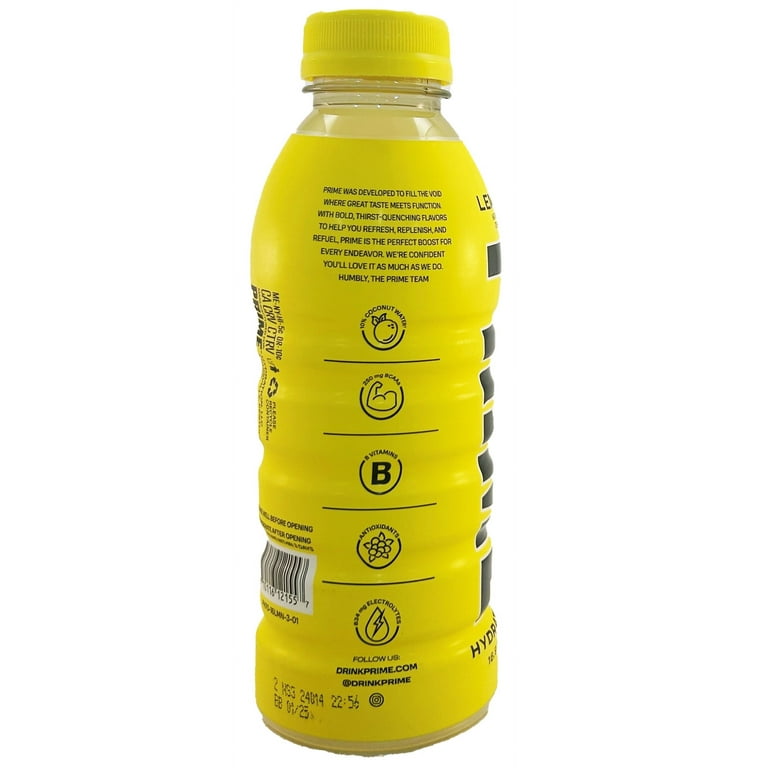 Prime Hydration Lemonade, Replenishing Drink, 16.9 fl oz, Single