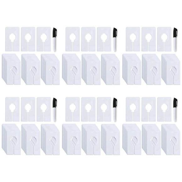 180 Closet Dividers for Hanging Clothes- Rectangle Clothing Size Dividers,White Closet Divider Set with Marker