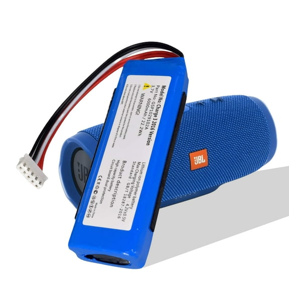 3.7V Rechargeable Speaker Battery Replacement for JBLCharge 3 2016 Version Wireless Bluetooth Speaker Bateria,GSP1029102A, 6000mAh