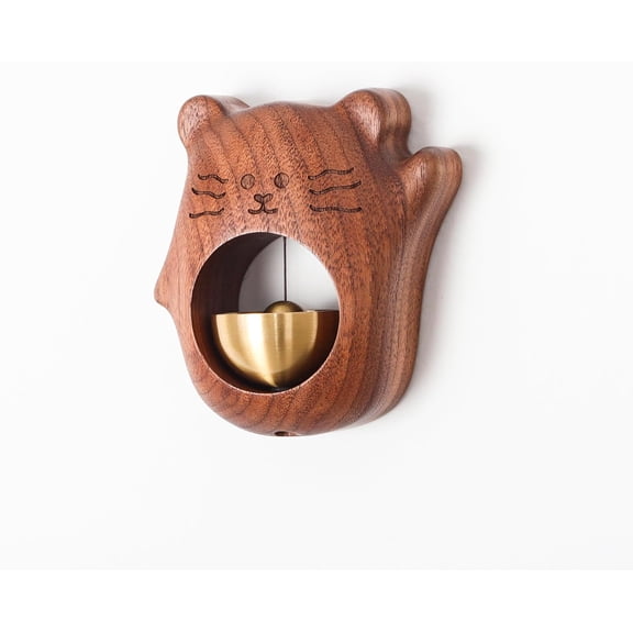 Shopkeepers Bell - Magnetic Attached Doorbell for Door Opening - Unique Office Ornament and Hanging Decoration for Business Entrance, Fridge Sticker and Barn Door (Golden Teak)