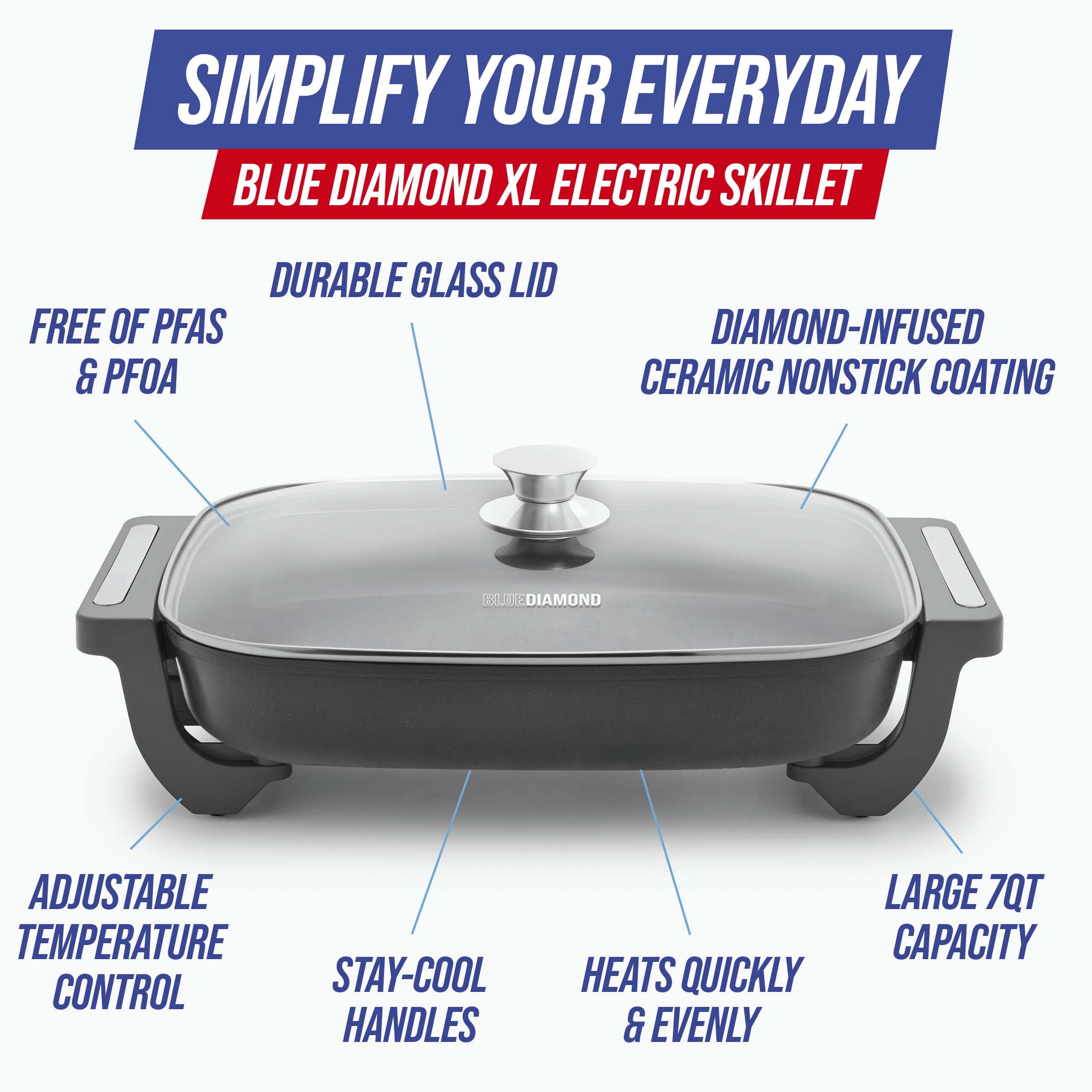 Blue Diamond 7QT XL Electric Skillet