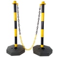 thumbnail image 3 of 6 Pack Traffic Delineator Post with Base and 5FT Plastic Chain Links, Stanchions with Fillable Base, Outdoor and Indoor Crowd Control Barriers for Traffic Control and Warning, Yellow+Black, 3 of 8