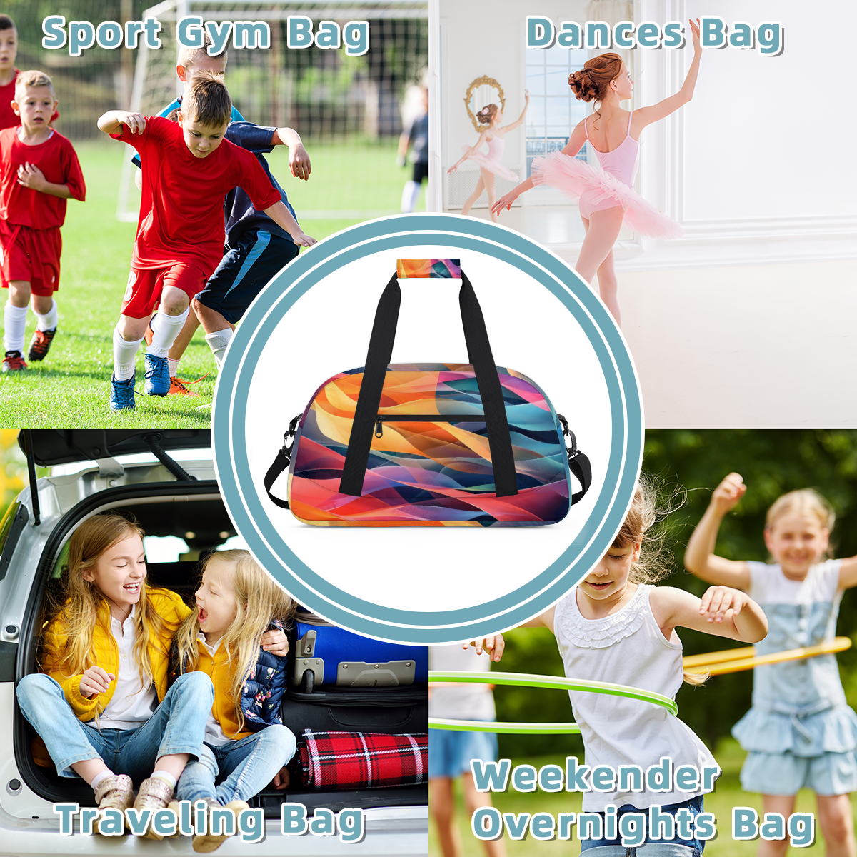 Herdesigns Sports Duffle Bags Travel Duffle Bag Gym Bag Modern Stripe Abstract Weekender Travel Bag Waterproof Overnight Bag Carry On Travel Tote Bag Dance Bags