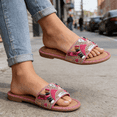 thumbnail image 4 of GJPBGK Women’s Embellished Slide Sandals Open Toe Flat Sandals Rhinestone Beaded Slip On Summer Sandals Fashion Casual Sandals for Beach, Vacation & Daily Wear, 4 of 7
