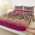 thumbnail image 3 of Manfei Leopard Print Queen Sheet Sets,Jungle Animal Flat Sheet,Pink Cute Bowtie Bowknot Queen Fitted Sheet For Girls Boys,Breathable Home Decor,4 Pieces, 3 of 7