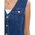 thumbnail image 5 of DARING DIVA Women's V Neck Button Up Sleeveless Cropped Denim Vest M Dark Blue, 5 of 7
