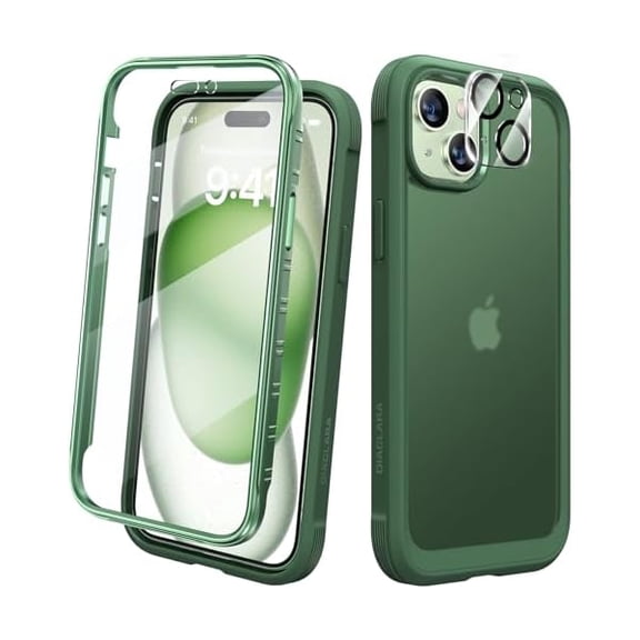 Eryueer Designed for iPhone 15 Case, Full Body Rugged Case with Built-in Touch Sensitive Anti-Scratch Screen Protector, with Camera Lens Protector for iPhone 15 6.1"