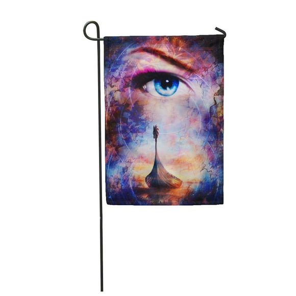 POGLIP Viking Boat Beach and Woman Eye Wood Dragon Structure Garden Flag Decorative Flag House Banner 28x40 inch