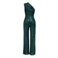 thumbnail image 3 of lulshou Jumpsuits for Women, Women'S Solid Color High-Waisted Strapless One-Shoulder Off-The-Shoulder Sequin Casual Long Jumpsuit Women's Jumpsuits, Rompers & Overalls, Green S, 3 of 4