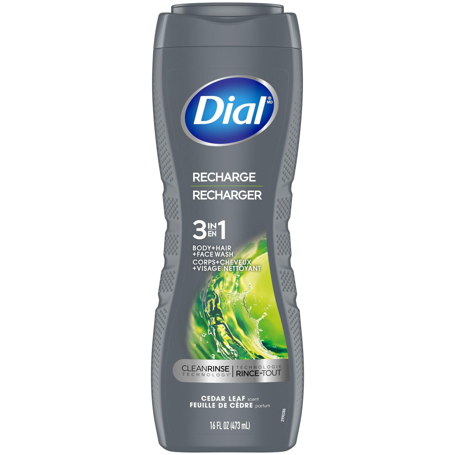 Dial Men 3in1 Body, Hair and Face Wash, Recharge, Cedar Leaf Scent, 473ml