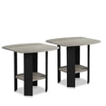 thumbnail image 1 of FURINNO Table d'Appoint Design Simple, Lot de 2, Chêne Gris/noir, 1 of 4