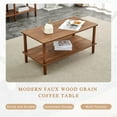 thumbnail image 3 of Gzxs Modern Farmhouse Center Table for Living Room, 39.4" Coffee Table with Storage, MDF Top & Rubberwood Legs, Easy Assembly, Walnut, 3 of 8