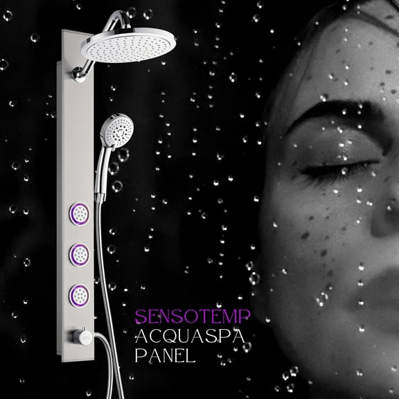 FORNO ACQUA Stainless Steel Shower Panel, 3 SensoTEMP LED Body Jets, 9 in. Rain Shower Head & 5-Function Handheld. 2.5GPM