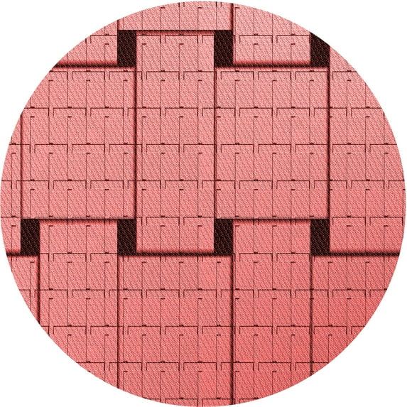 Ahgly Company Indoor Round Patterned Grapefruit Red Area Rugs, 3' Round