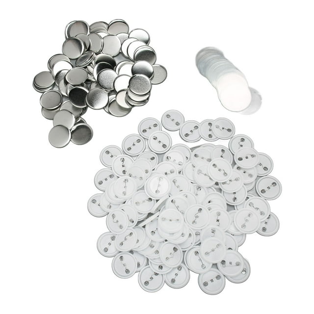 Button Making Supplies, Pin Back Button Parts 100 Sets Plastic Base For DIY 44mm / 1.73in,50mm / 1.97in