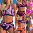 thumbnail image 4 of ZPAQI Women's 2 Pieces Swimsuit Floral Print Bikini Set High Waist Bow-Bathing Suits, 4 of 16