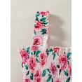 thumbnail image 5 of 3T Baby Girls Dress 4T Girls Sleeveless Dress Flower Print Off-the-shoulder Toddler Girls Summer Layered Dress Pink, 5 of 8