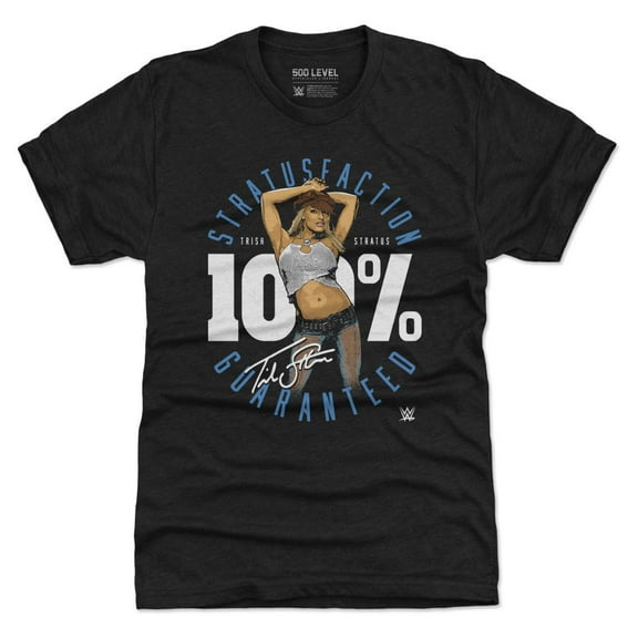 Men's 500 Level Heather Black Trish Stratus 100 Percent Stratusfaction Premium Tri-Blend T-Shirt