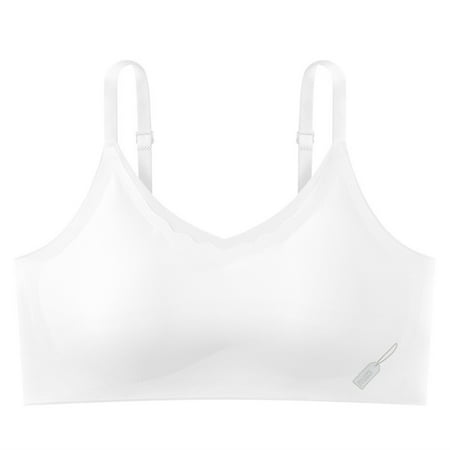 Girls Bras Silky Cute Printed Padded Sports Bra Spaghtti Strap Comfort Summer Cooling Bralette  White  13 Years