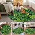 thumbnail image 6 of Summer Botanical Round Living Room Rugs 3.3 ft, Watercolor Green Monstera Deliciosa Tropical Plants Washable Area Rug with Non-Slip Sturdy Edge Binding Round Front Door Mat Floor Carpet for Entryway, 6 of 9