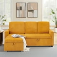 thumbnail image 2 of PPorfamilia 71'' 3-Seater Sofa with Pull Out Chaise, 2-in-1 Modern Corduroy Lounge Sofa Deep Seat with Storage, Upholstered Couch Sleeper Bed for Living Room, Yellow, 2 of 9