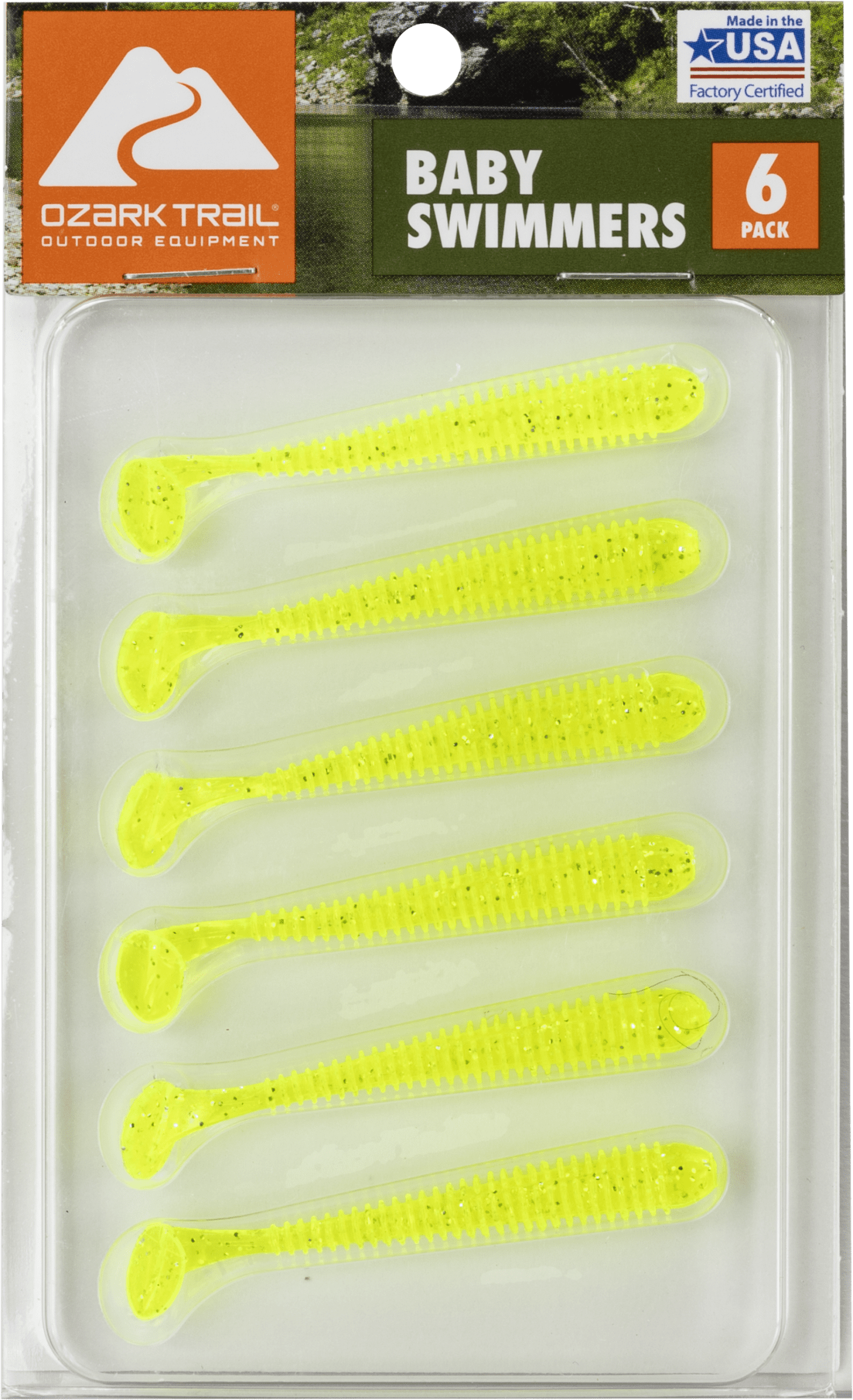 Ozark Trail Baby Swimmers Chartreuse Silver Glitter Panfish Lure