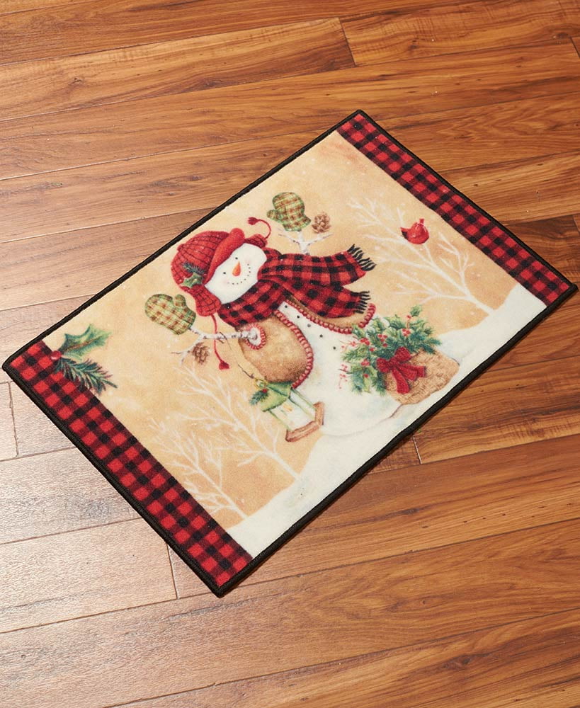 Plaid Snowman Bathroom Collection Rug 193/4" x 30"