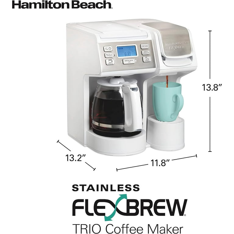  Hamilton Beach 49976 FlexBrew Trio 2-Way Coffee Maker,  Compatible with K-Cup Pods or Grounds, Combo, Single Serve & Full 12c Pot,  Black: Home & Kitchen